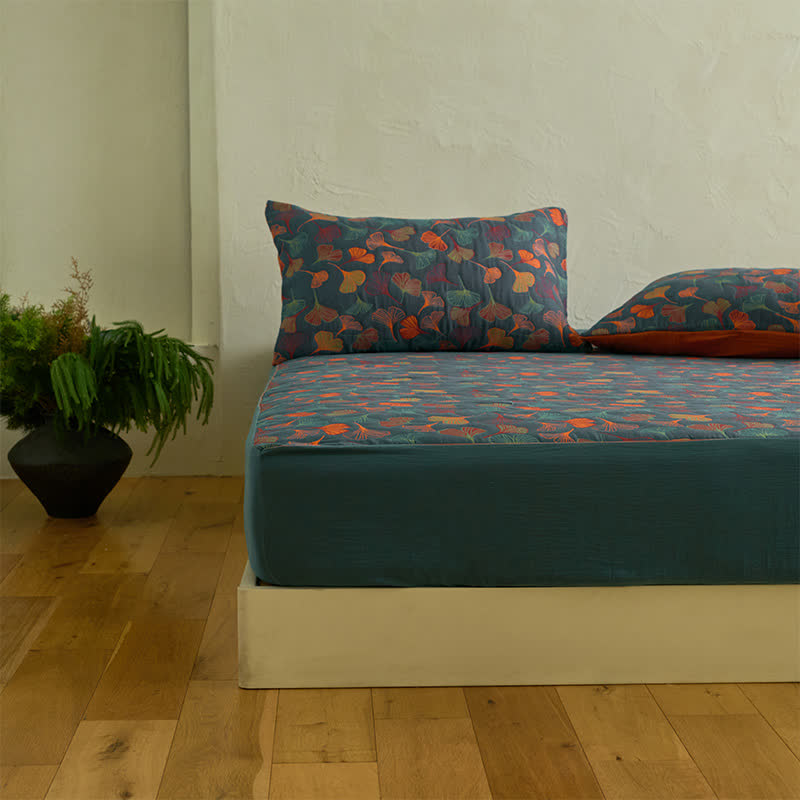 Ginkgo Natural Cotton Gauze Fitted Sheet