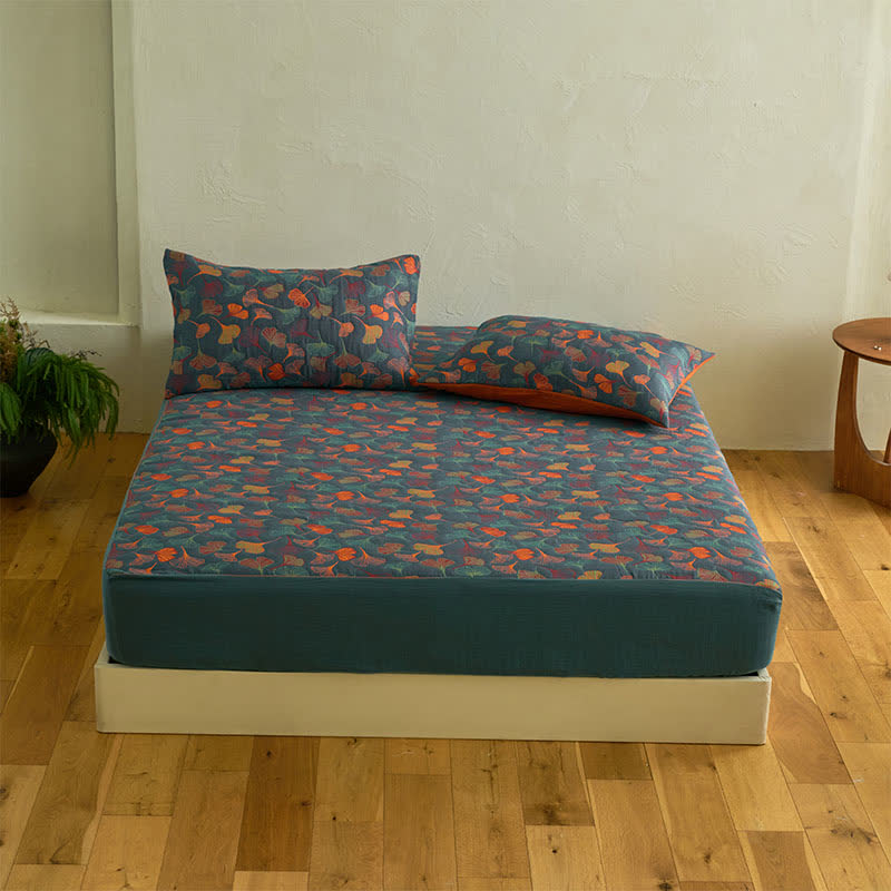 Ginkgo Natural Cotton Gauze Fitted Sheet