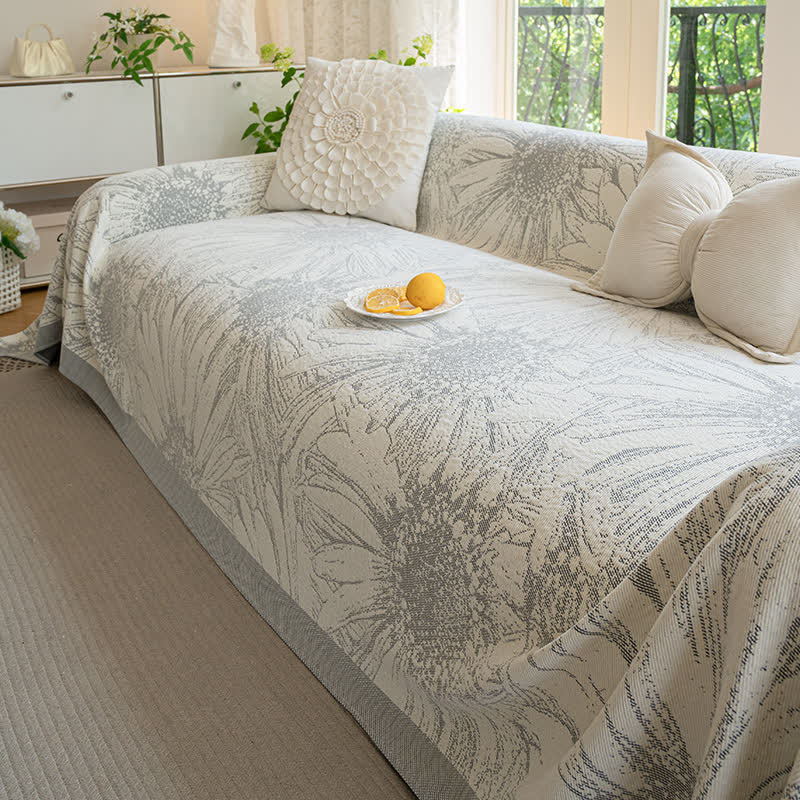 Artistic Sunflower Chenille Sofa Throw Blanket - Grey - 71" x 134" - image 5