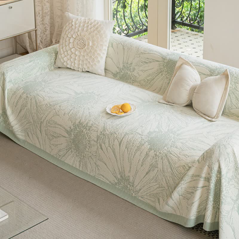 Artistic Sunflower Chenille Sofa Throw Blanket - image 3