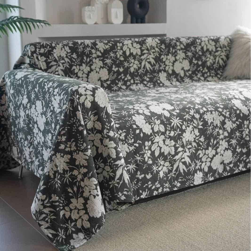 Poppy Floral Leaf Sofa Throw Blanket