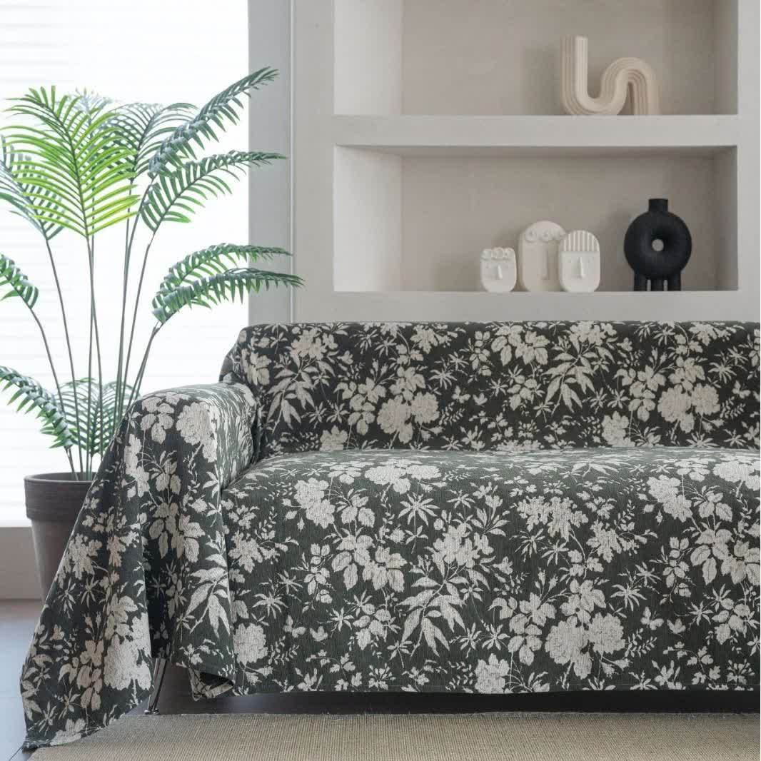 Poppy Floral Leaf Sofa Throw Blanket