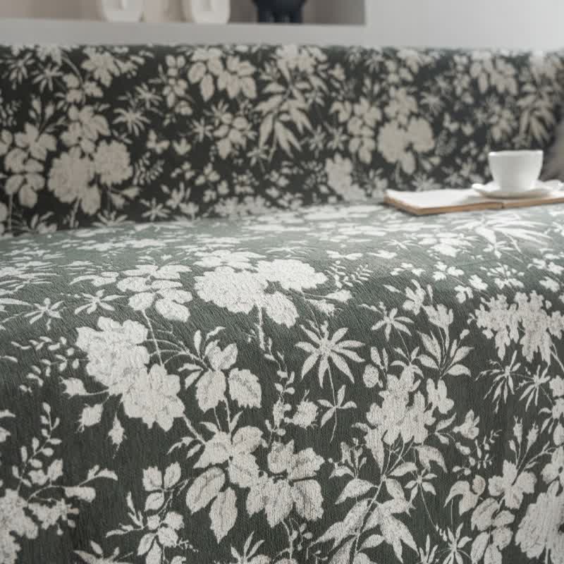 Poppy Floral Leaf Sofa Throw Blanket