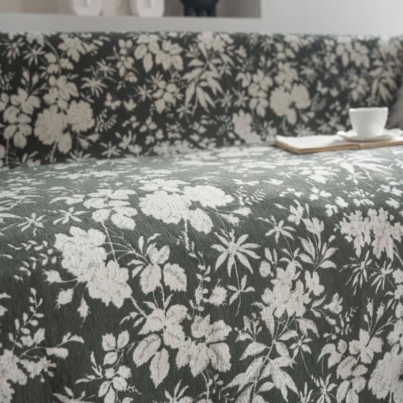 Poppy Floral Leaf Sofa Throw Blanket