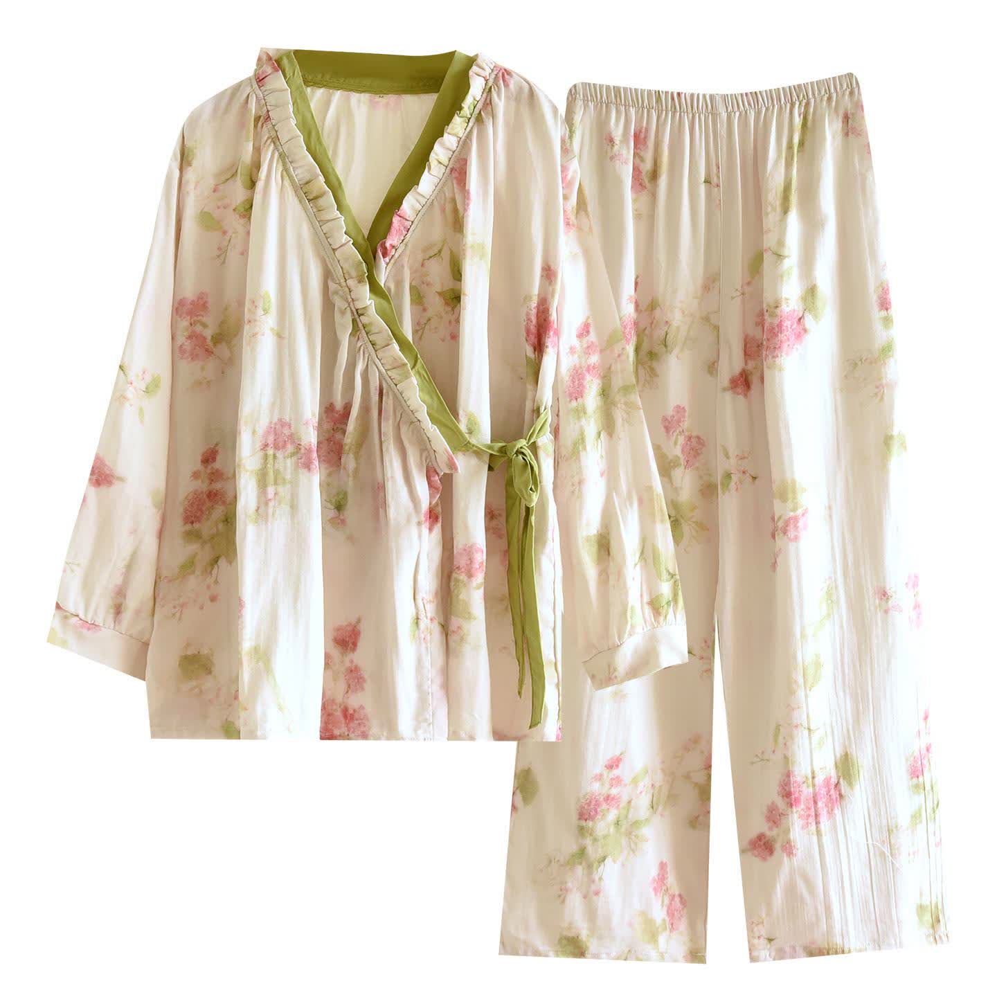 Ink Peony Kimono Loungewear Set