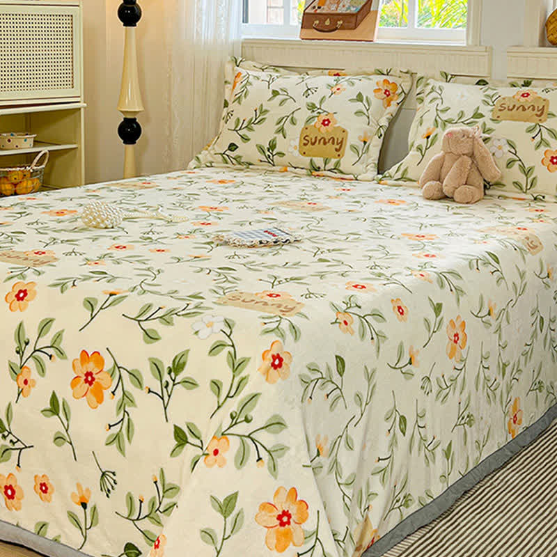 Yellow Floral Leaf Warm Throw Blanket - image 5