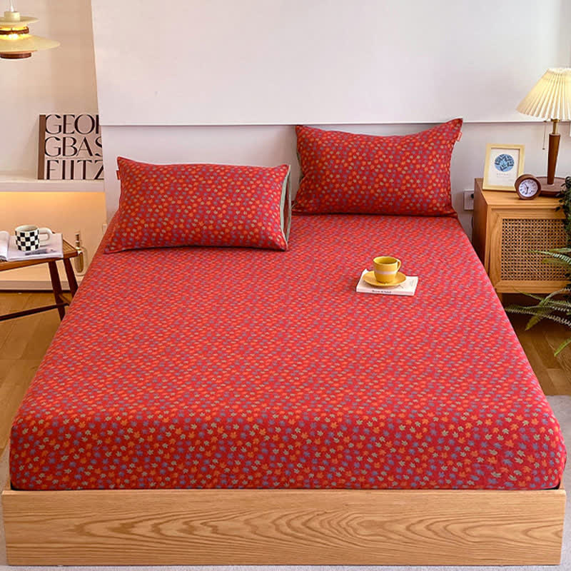 Maple Leaf Cotton Gauze Fitted Sheet