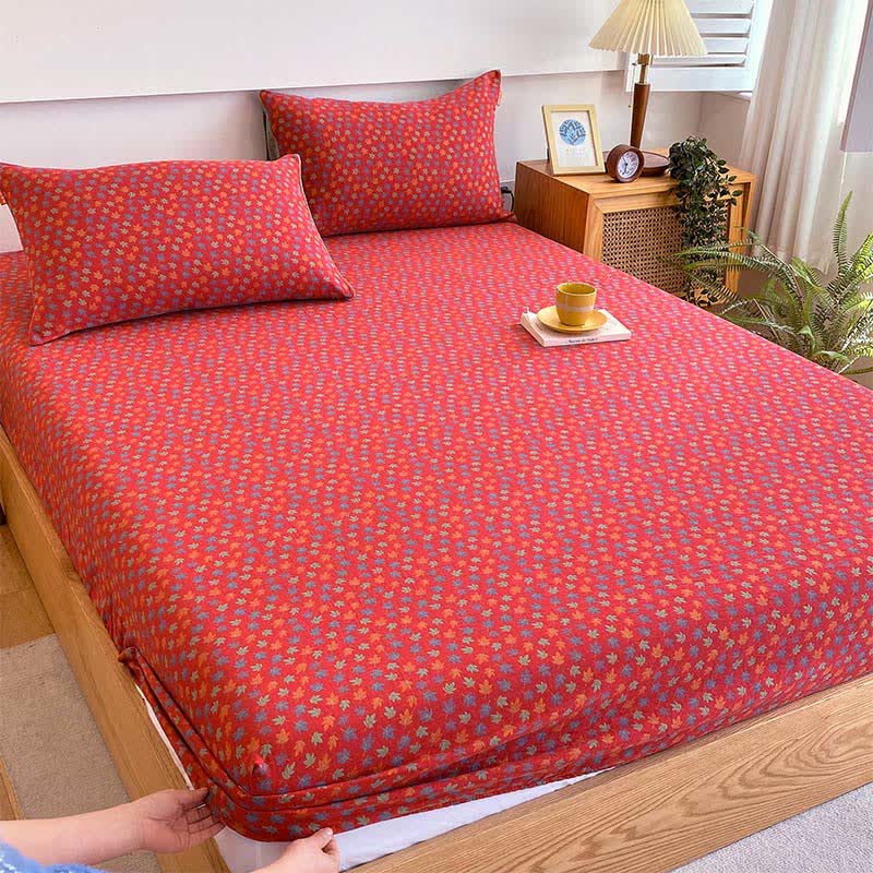 Maple Leaf Cotton Gauze Fitted Sheet