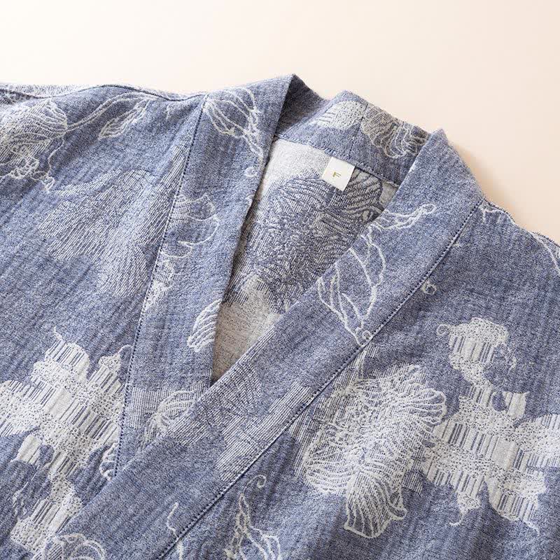 Floral Cotton Linen Kimono Robe