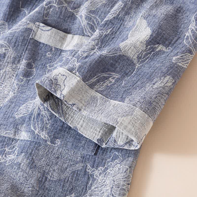 Floral Cotton Linen Kimono Robe