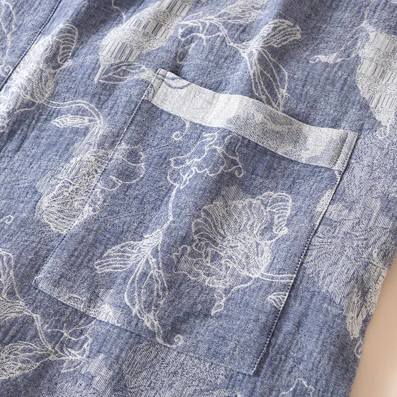 Floral Cotton Linen Kimono Robe