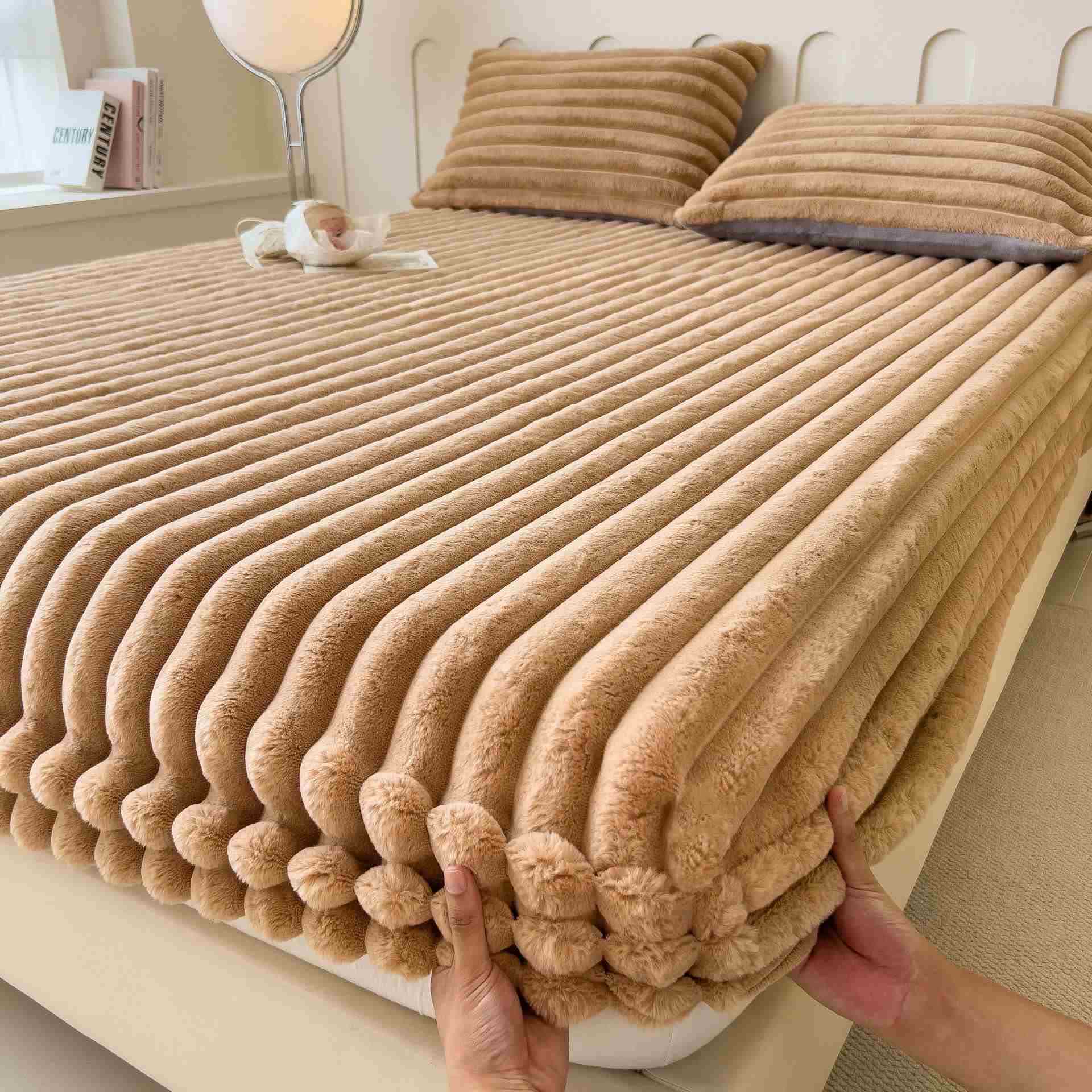 Simple Plush Fleece Warm Fitted Sheet
