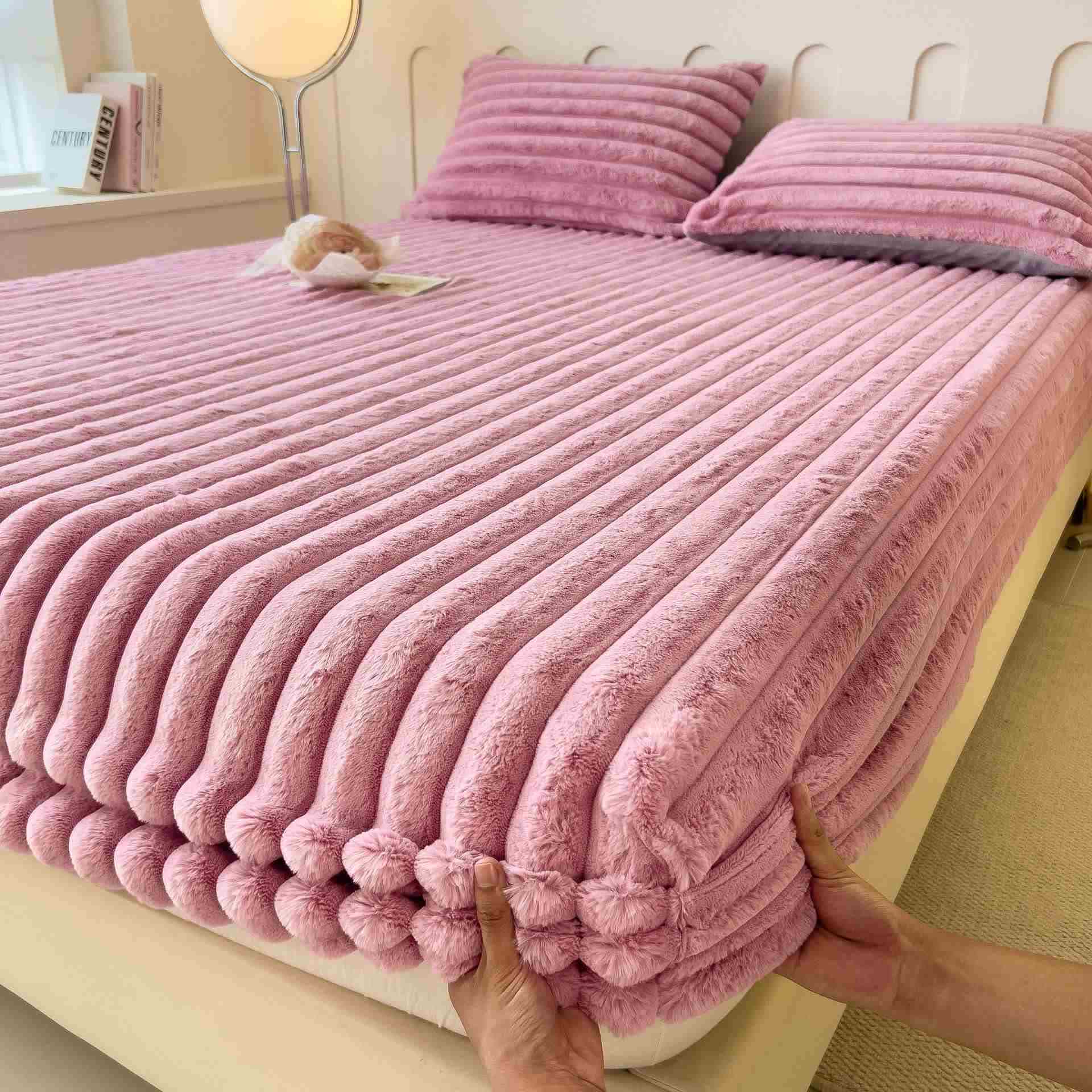 Simple Plush Fleece Warm Fitted Sheet