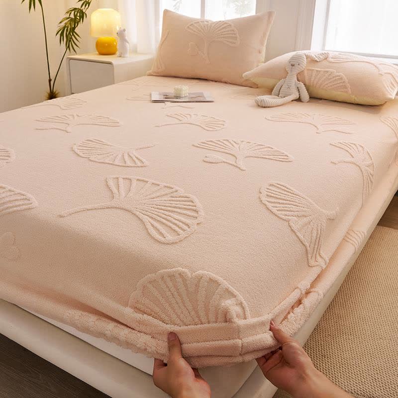 Ginkgo Leaf Fleece Warm Fitted Sheet