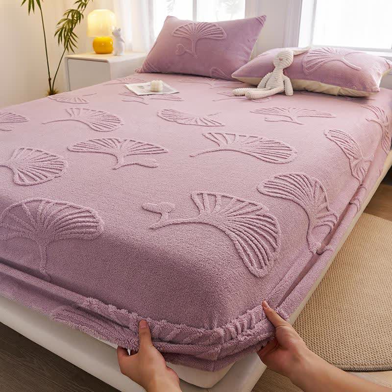 Ginkgo Leaf Fleece Warm Fitted Sheet