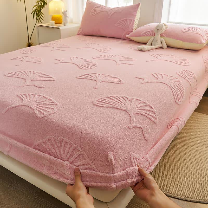 Ginkgo Leaf Fleece Warm Fitted Sheet