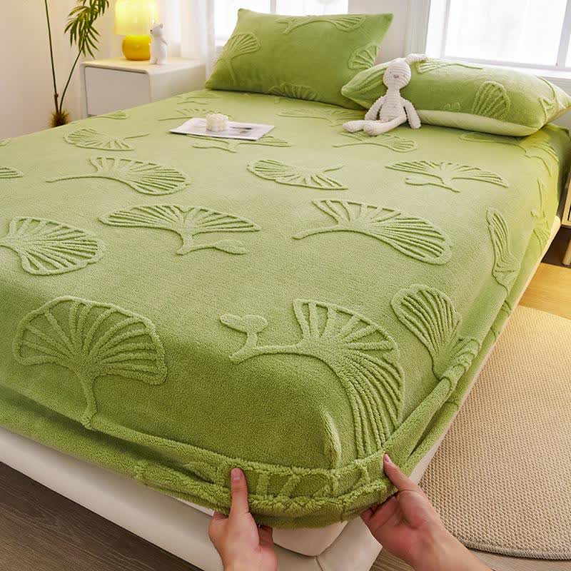 Ginkgo Leaf Fleece Warm Fitted Sheet