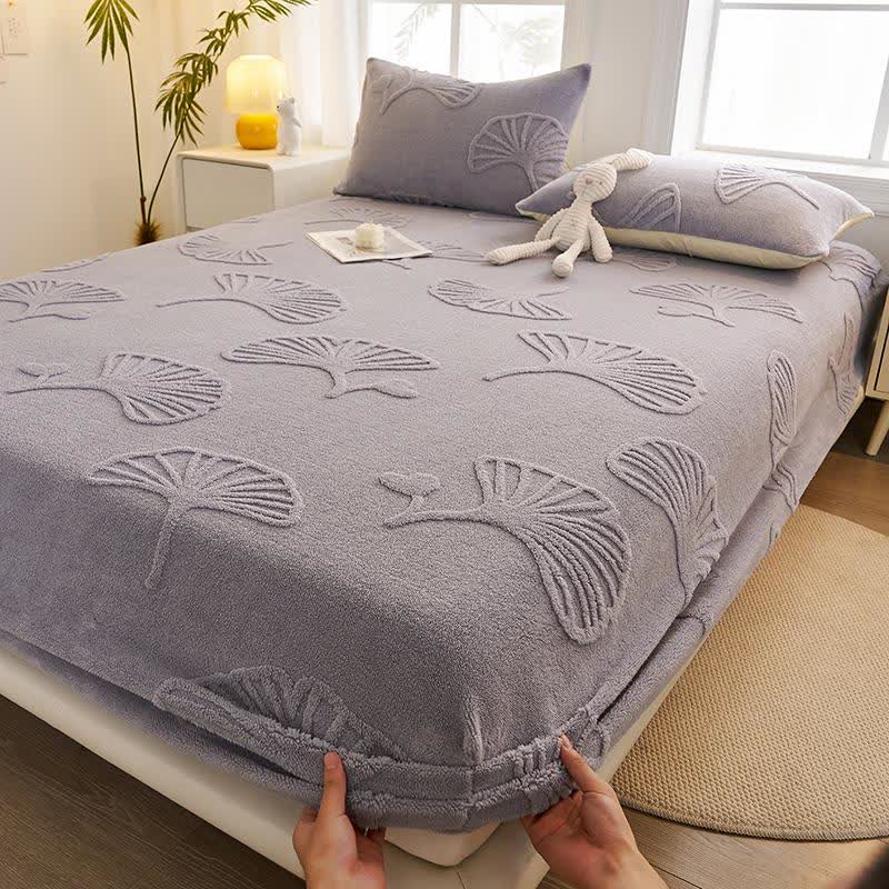 Ginkgo Leaf Fleece Warm Fitted Sheet