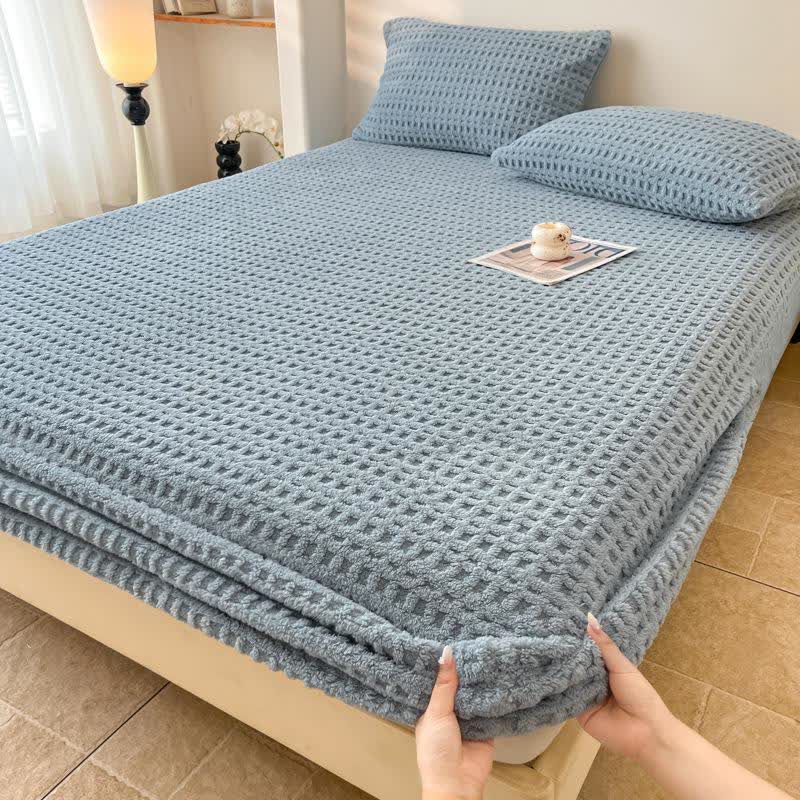 Waffle Textured Fleece Warm Fitted Sheet