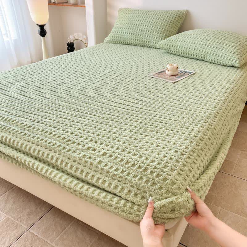 Waffle Textured Fleece Warm Fitted Sheet