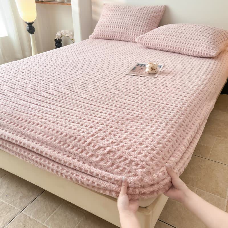 Waffle Textured Fleece Warm Fitted Sheet