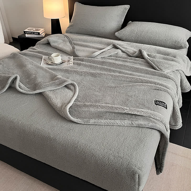 Solid Color Plush Warm Fitted Sheet