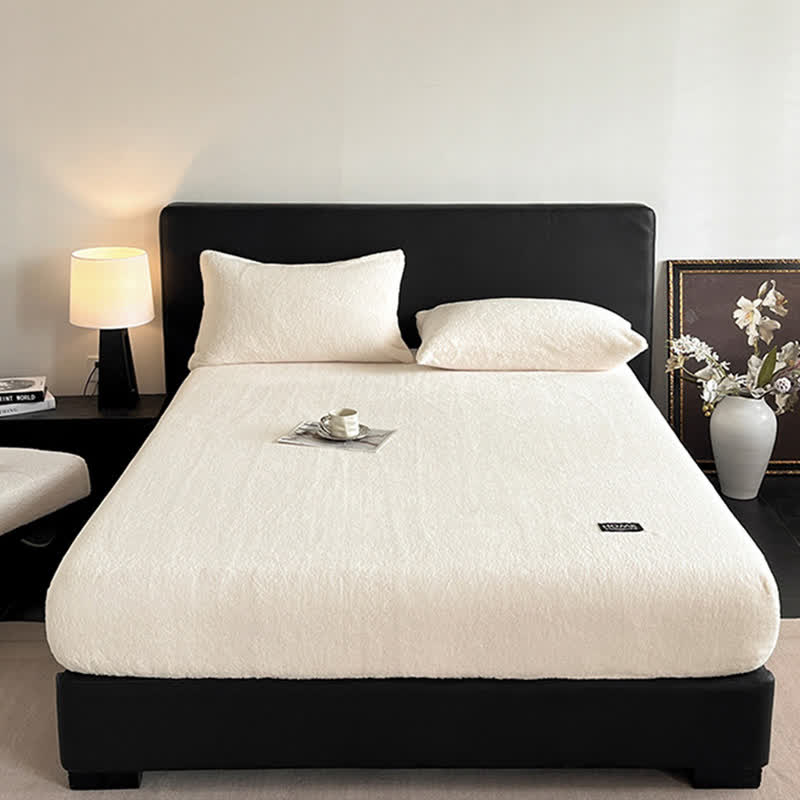 Solid Color Plush Warm Fitted Sheet