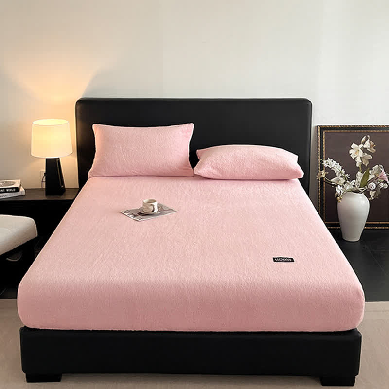 Solid Color Plush Warm Fitted Sheet