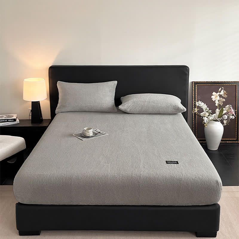 Solid Color Plush Warm Fitted Sheet