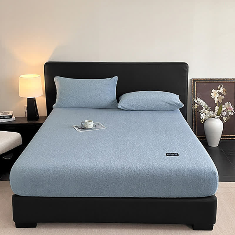 Solid Color Plush Warm Fitted Sheet