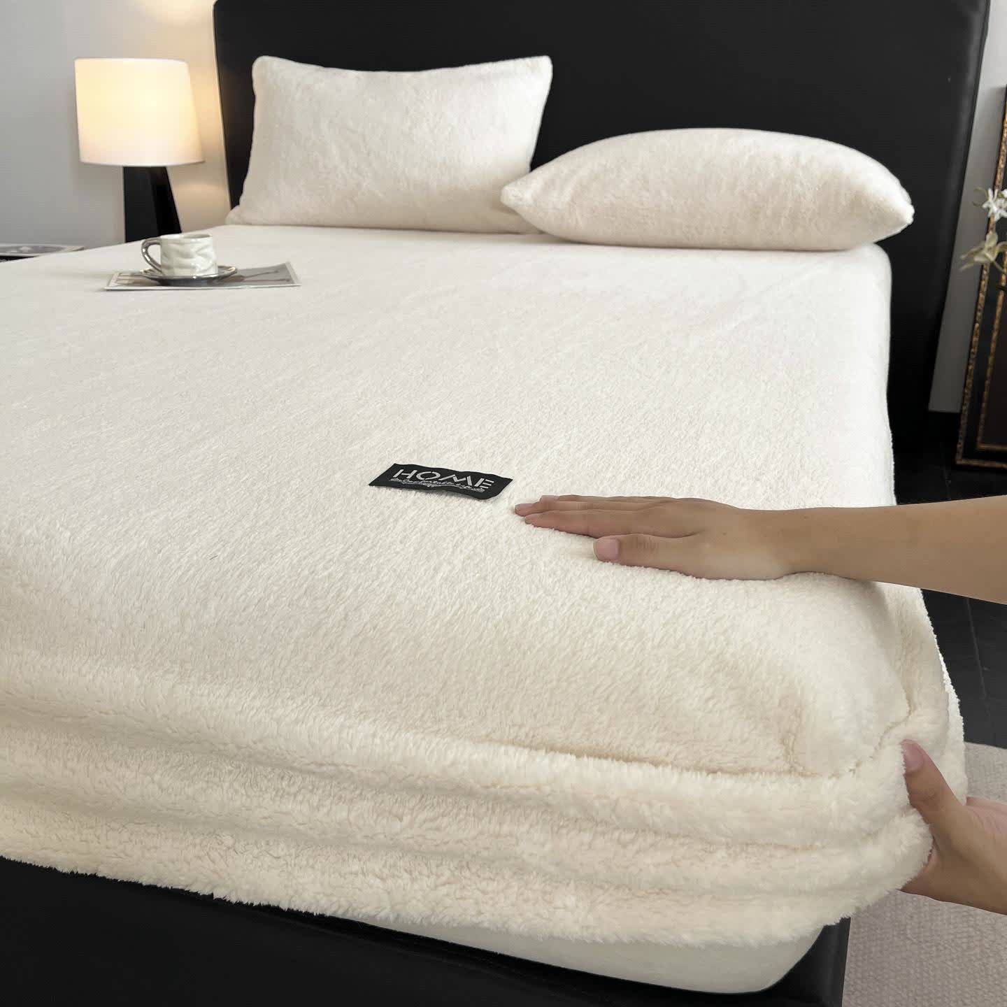 Solid Color Plush Warm Fitted Sheet