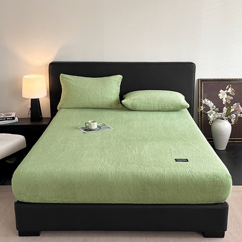 Solid Color Plush Warm Fitted Sheet