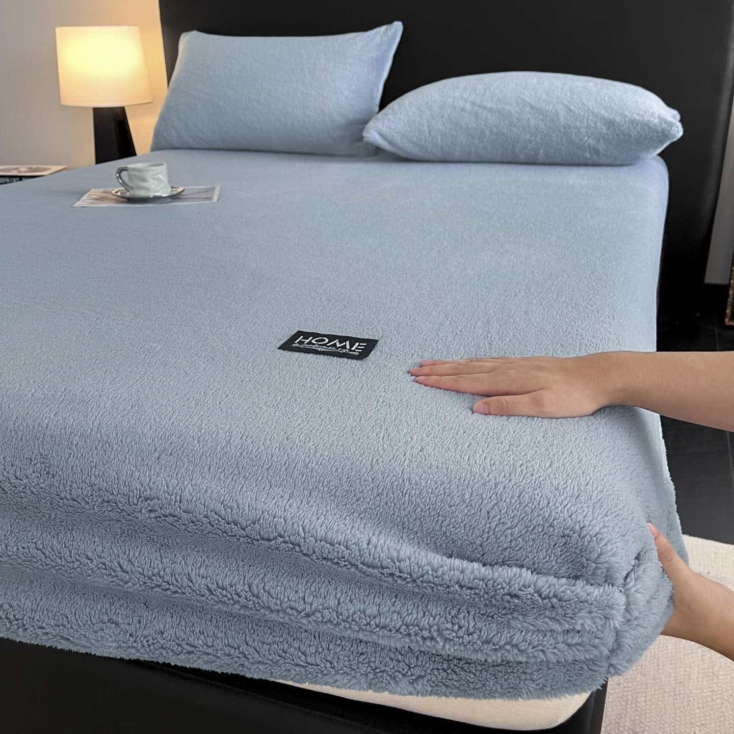 Solid Color Plush Warm Fitted Sheet