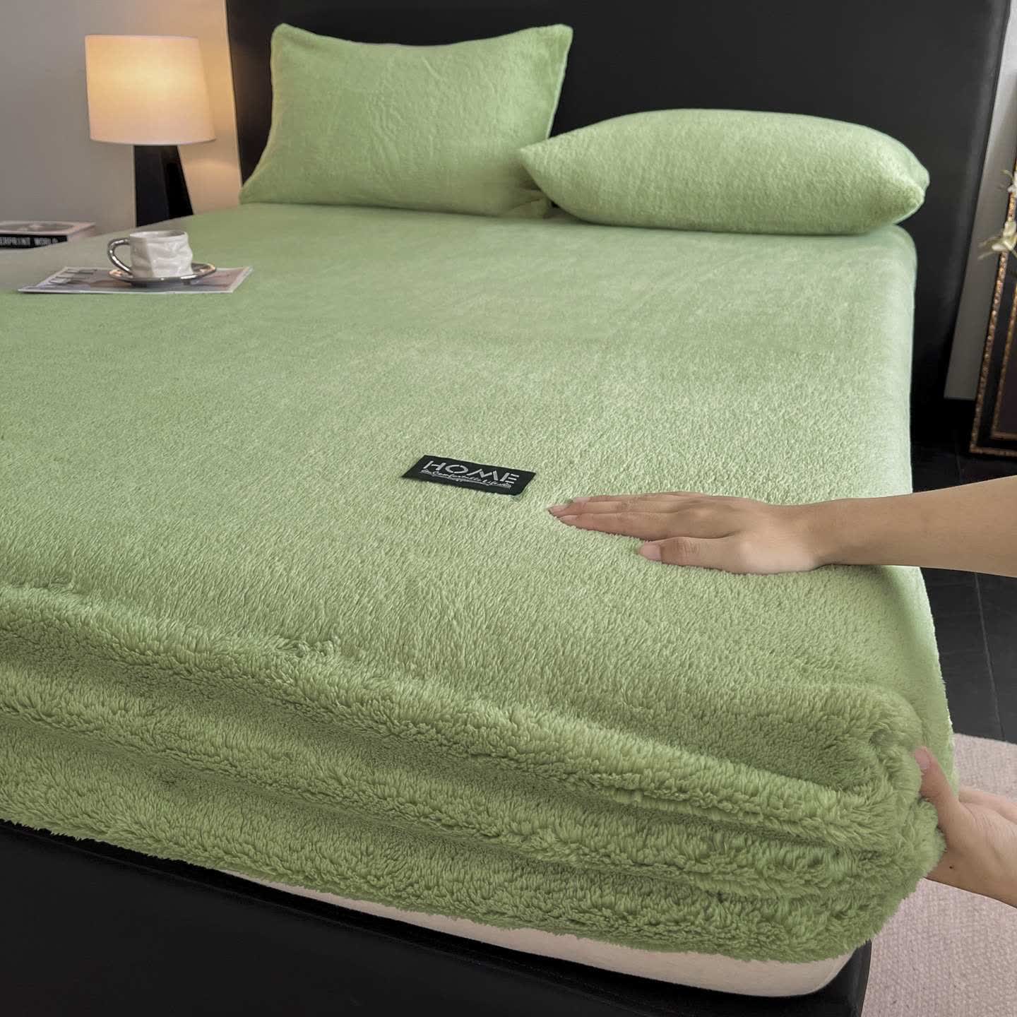 Solid Color Plush Warm Fitted Sheet