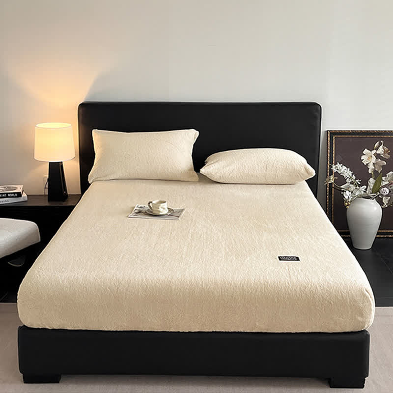 Solid Color Plush Warm Fitted Sheet