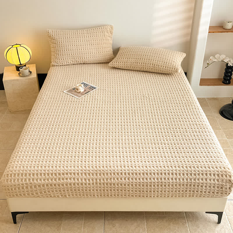 Waffle Textured Fleece Warm Fitted Sheet