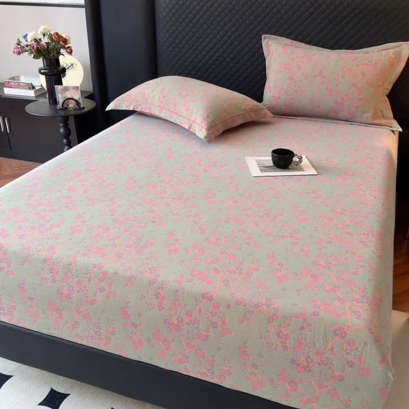 Plum Blossom Cotton Gauze Fitted Sheet