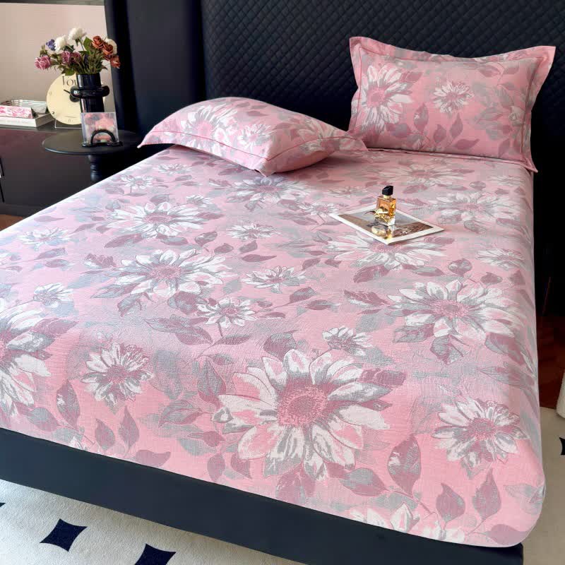 Rustic Sunflower Cotton Gauze Fitted Sheet