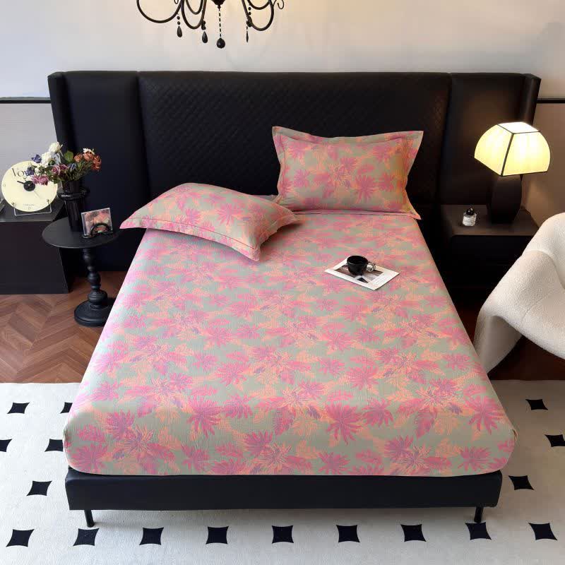 Artistic Leaf Cotton Gauze Fitted Sheet