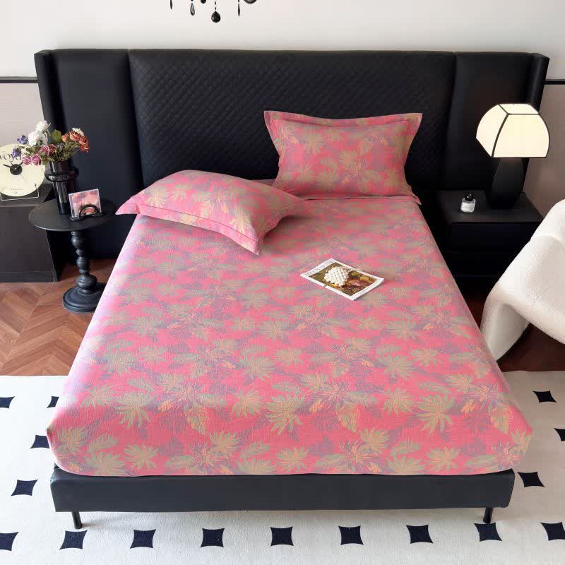 Artistic Leaf Cotton Gauze Fitted Sheet
