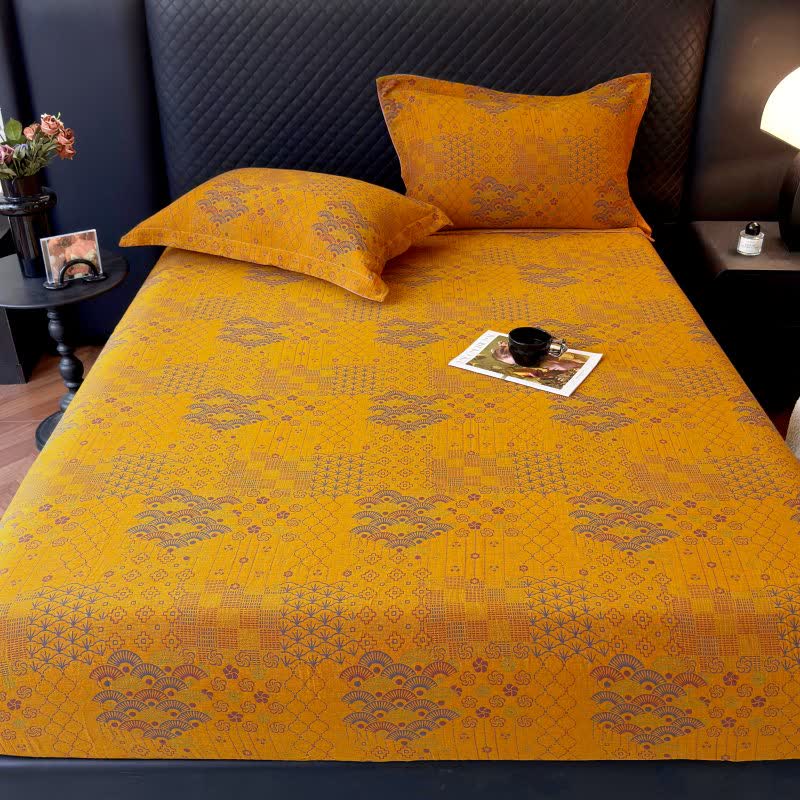 Retro Fan Pattern Cotton Fitted Sheet