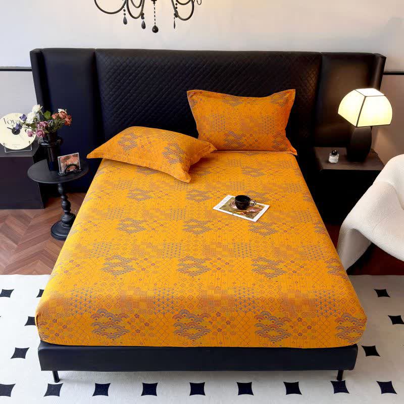 Retro Fan Pattern Cotton Fitted Sheet