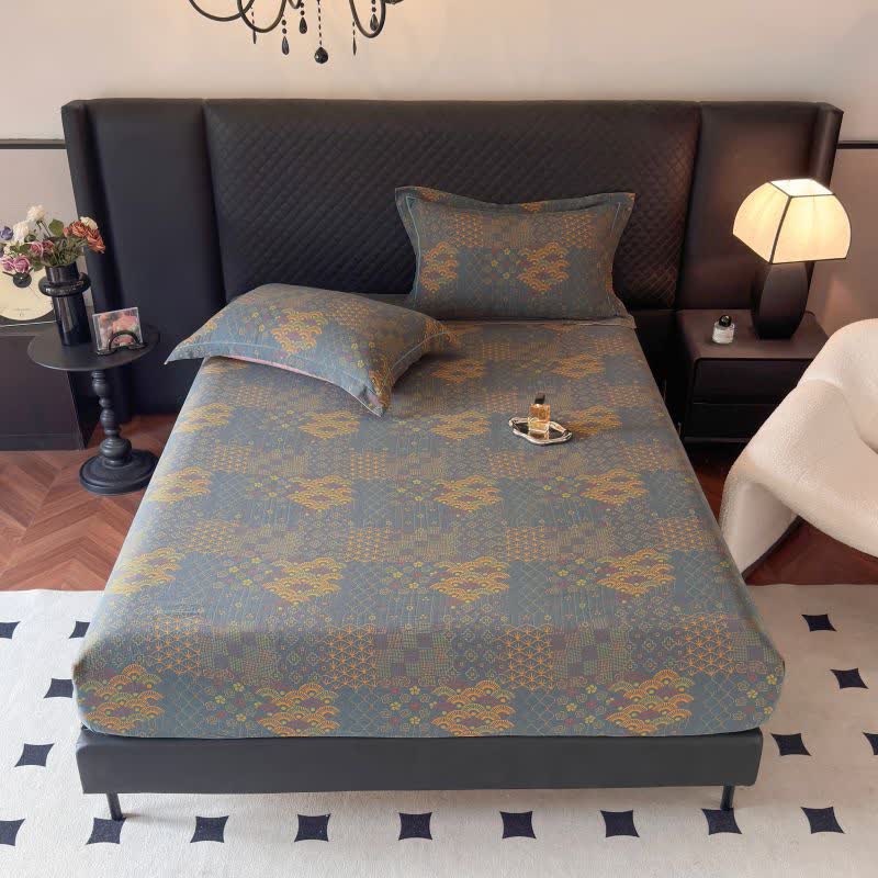 Retro Fan Pattern Cotton Fitted Sheet