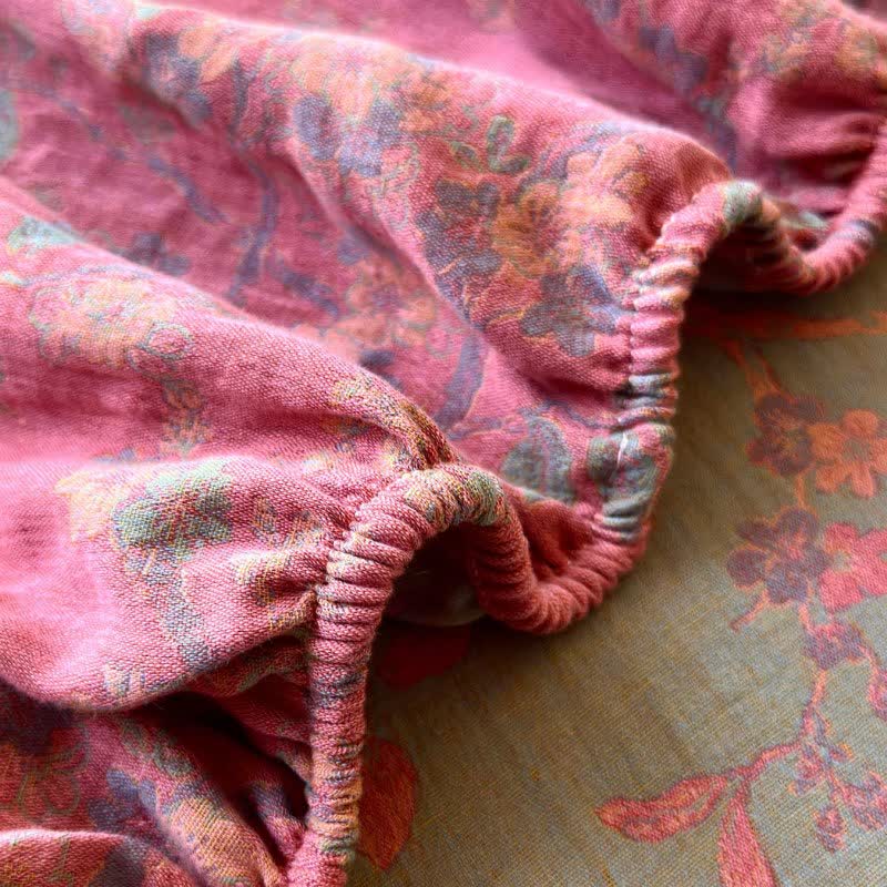 Plum Blossom Cotton Gauze Fitted Sheet