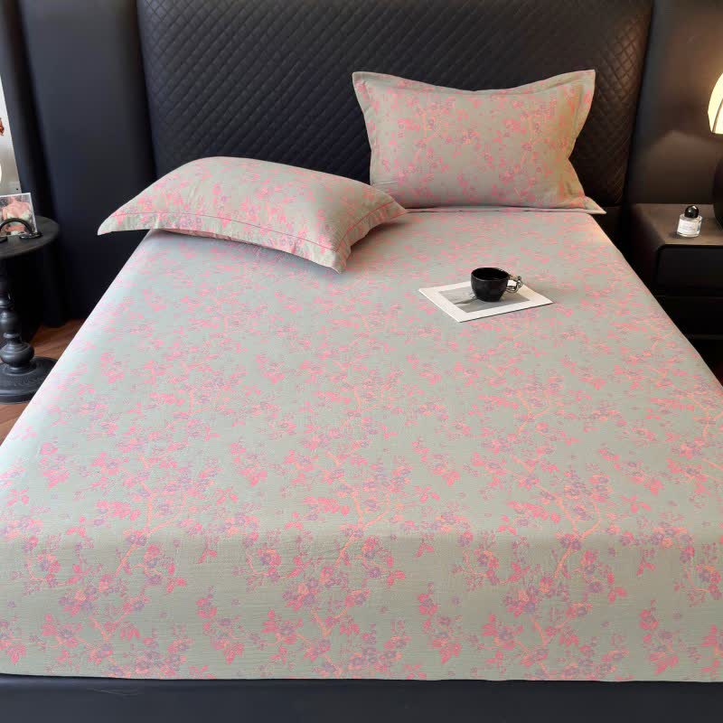 Plum Blossom Cotton Gauze Fitted Sheet