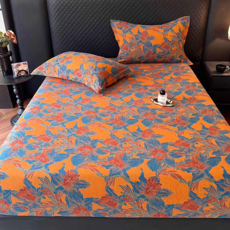 Lily Floral Cotton Gauze Fitted Sheet