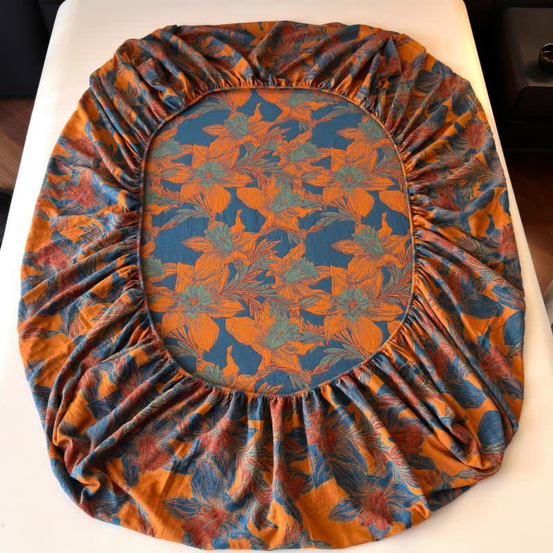 Lily Floral Cotton Gauze Fitted Sheet