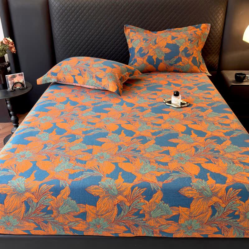 Lily Floral Cotton Gauze Fitted Sheet