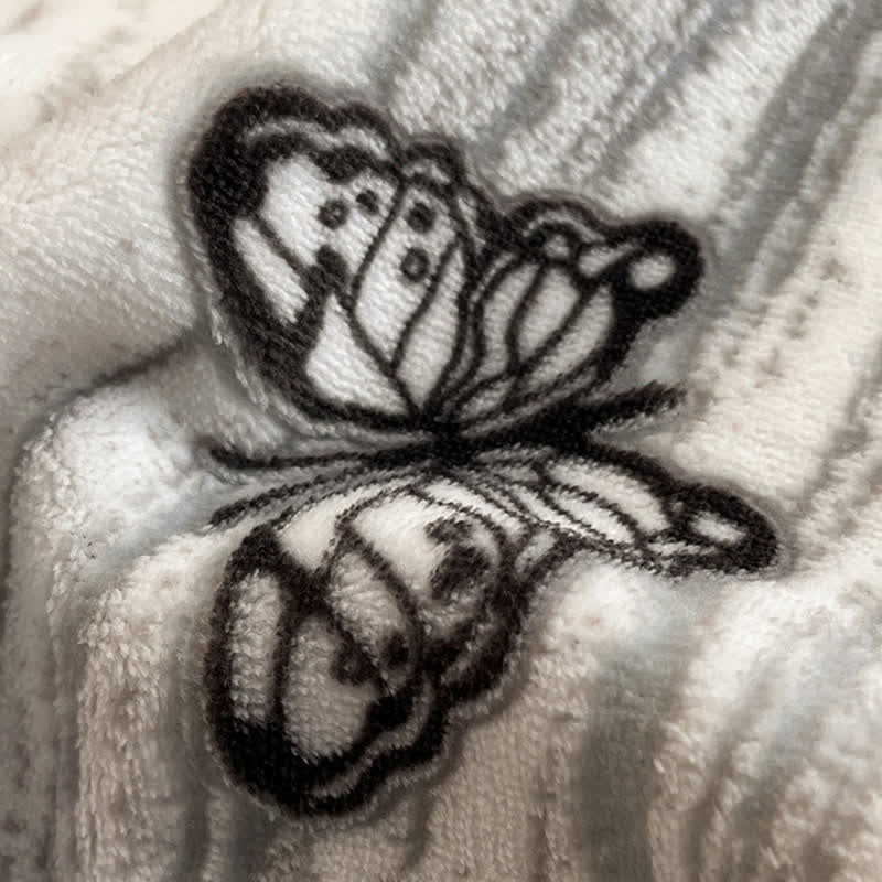Butterfly Ruffled Plush Bedding Set(4PCS)