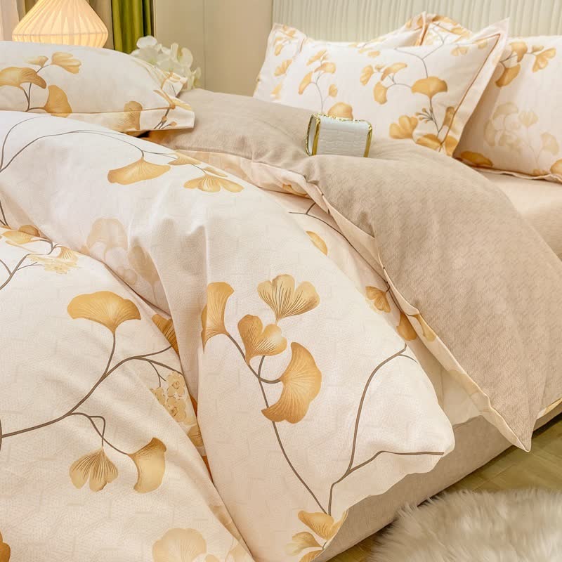 Harvest-inspired Ginkgo Cotton Bedding Set(4PCS)